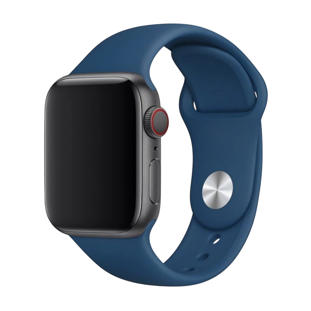 Mywatchband Apple Watch sportbandje van donkerblauw siliconen voor 42-49mm kasten. Comfortabel en duurzaam.