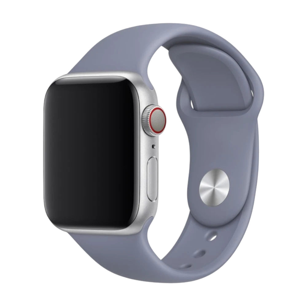 Mywatchband Apple Watch sportbandje van grijs siliconen materiaal, comfortabel en ideaal voor sport en dagelijks gebruik.