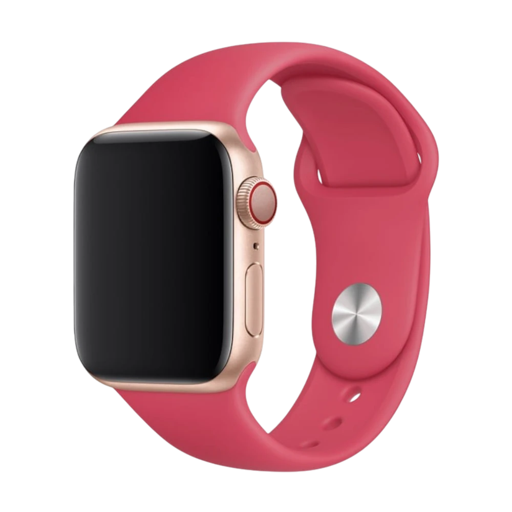 Mywatchband Apple Watch sportbandje van rood siliconen voor 38, 40 en 41 mm kastmaten.