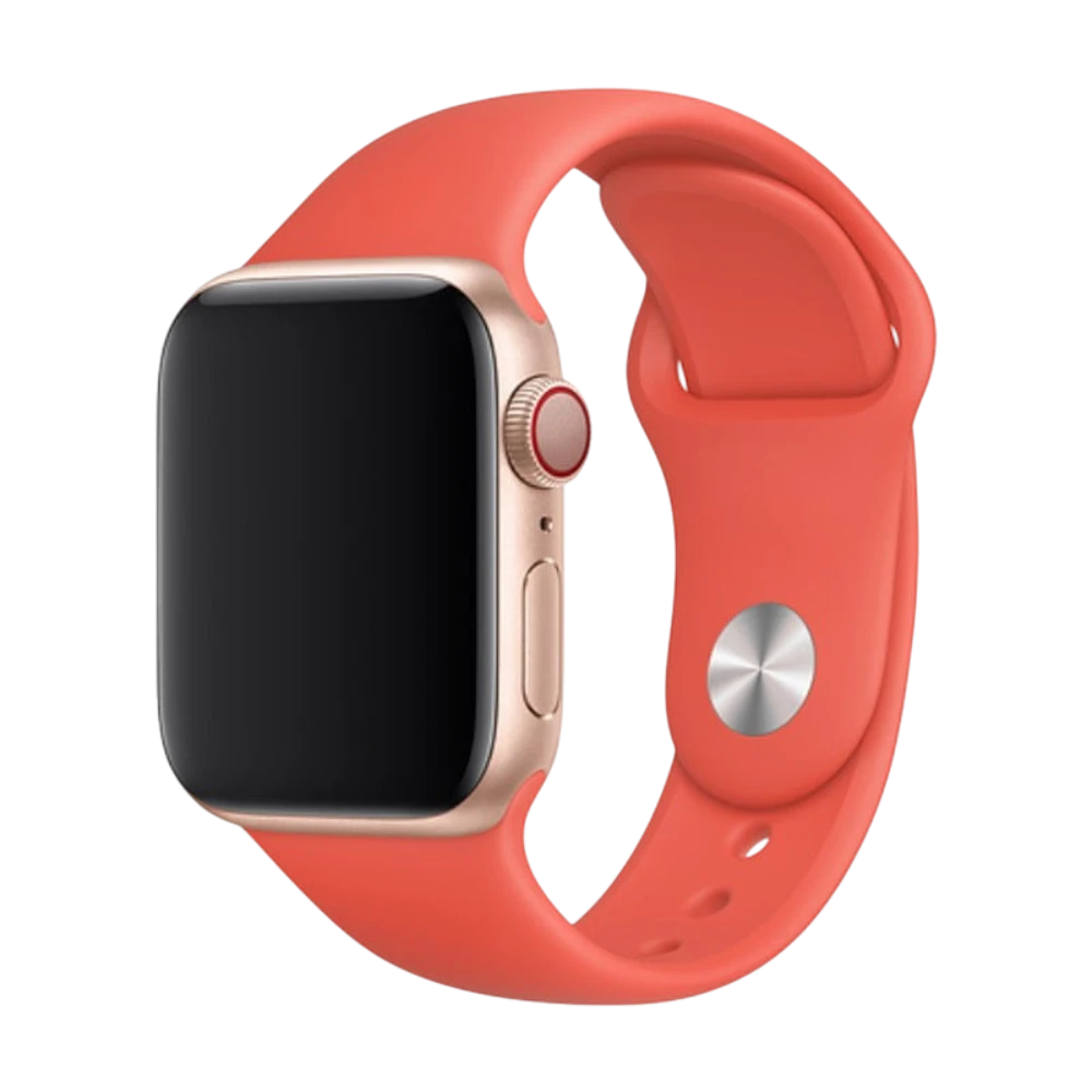Mywatchband Apple Watch sportbandje in siliconen, kleur nectarine. Flexibel en comfortabel voor dagelijks gebruik en sport.