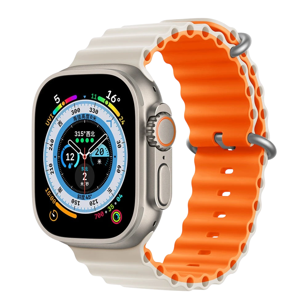 Mywatchband Apple Watch sport bandje dual color Starlight en oranje siliconen met gesp