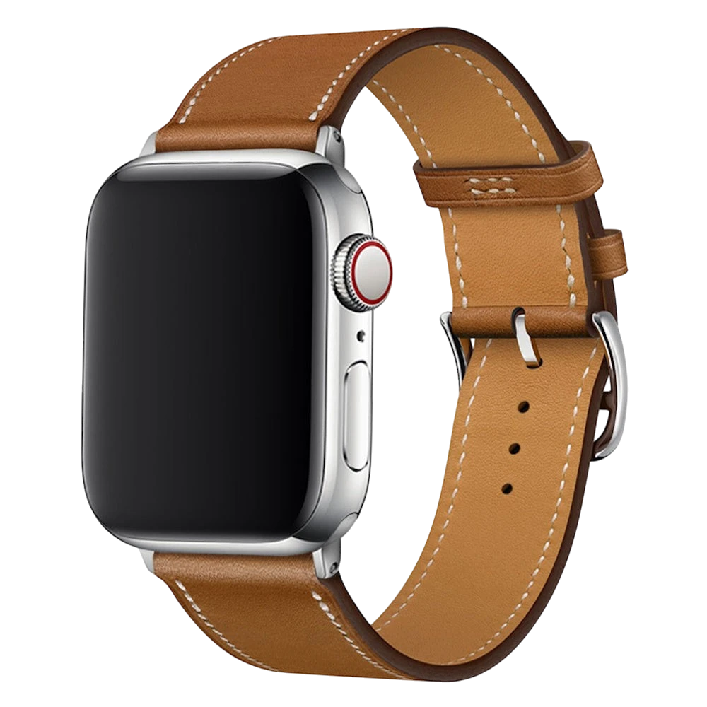 Mywatchband Bruin PU leren Apple Watch bandje met metalen gesp. Stijlvol en comfortabel.