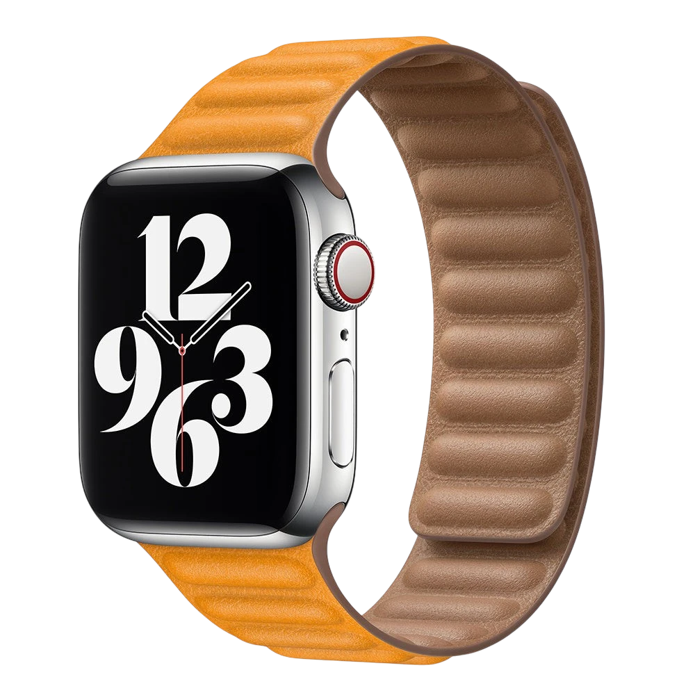 Mywatchband leren Apple Watch bandje two-tone oranje met bruine binnenzijde en magneetsluiting voor 38-41 mm