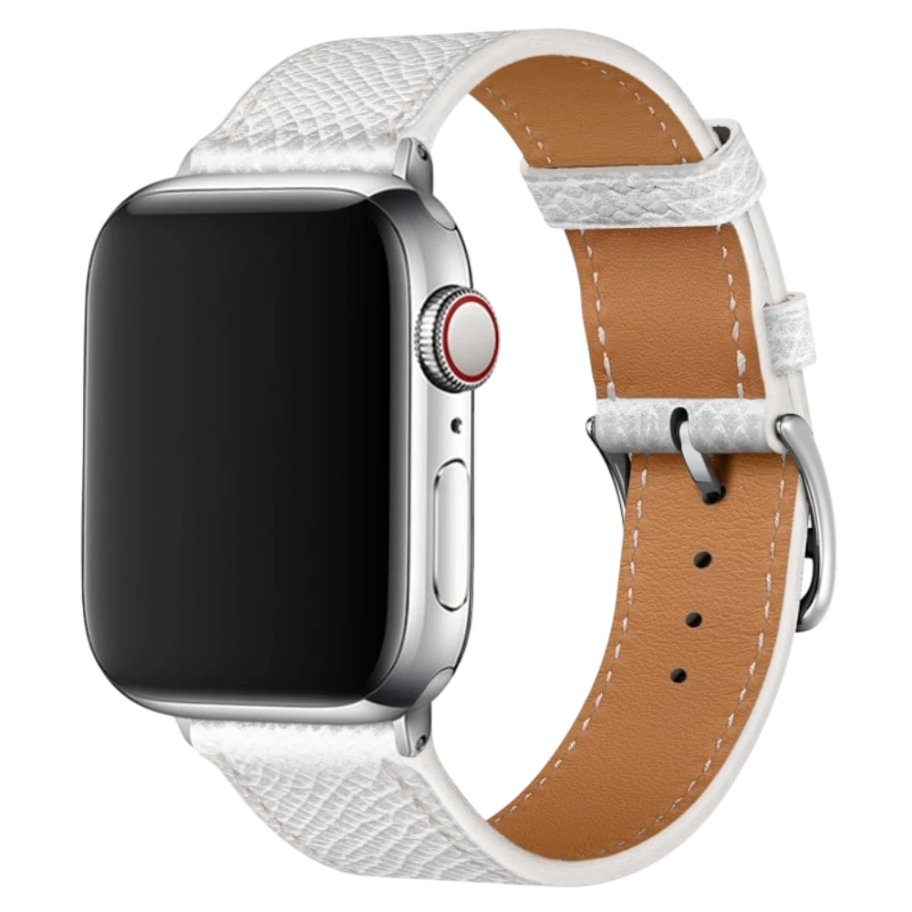 Mywatchband Wit PU leren Apple Watch bandje met bruine binnenzijde en metalen gesp