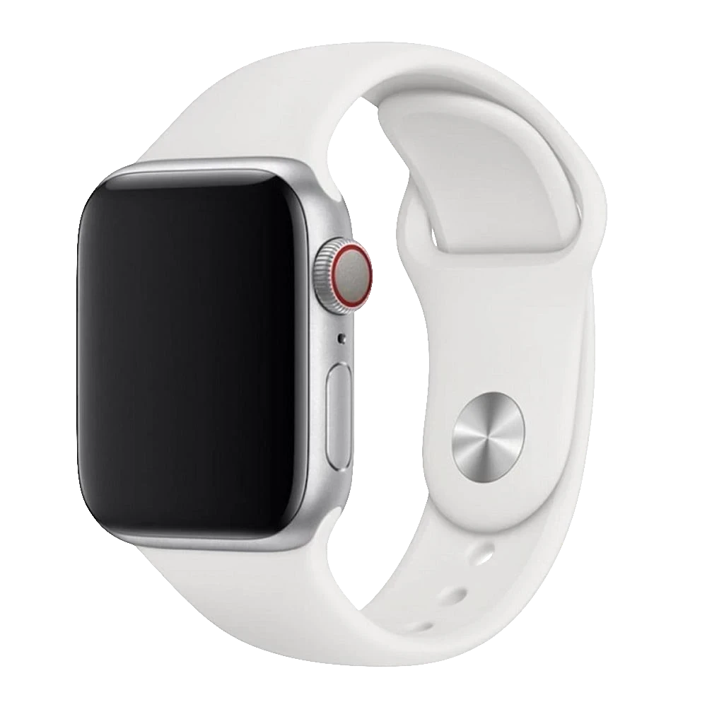 Mywatchband witte siliconen sportband voor Apple Watch. Flexibel en comfortabel voor dagelijks gebruik en sport.