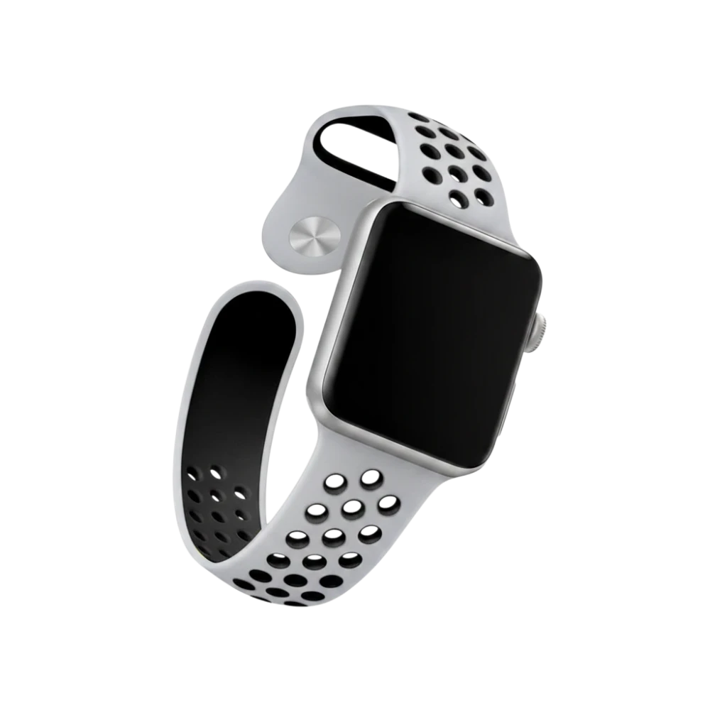Mywatchband wit siliconen Apple Watch sportbandje met geperforeerde gaatjes voor ventilatie.